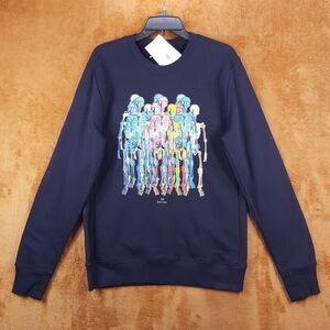PAUL SMITH Sweatshirt Mens Small Navy Pullover Crew Regular Fit Skull $175